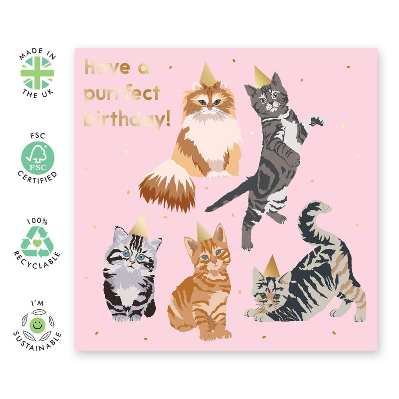 CENTRAL 23 â€” Cute Birthday Card for Her - Cats 'Purrfect Birthday' - For Mom Wife Sister - Comes With Fun Stickers - Image 2